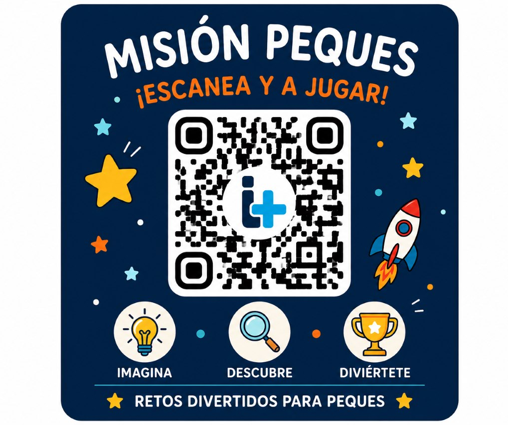 Cartel Misión Peques de QRi+: escanea y juega