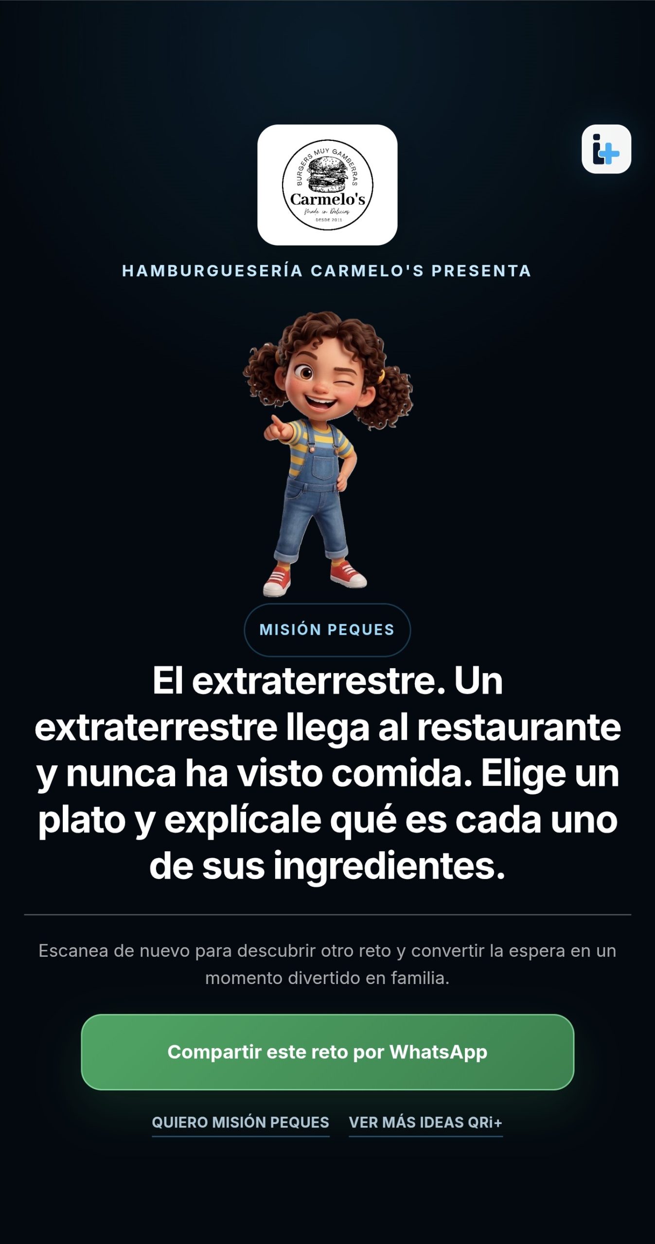 Ejemplo de misión Misión Peques en móvil
